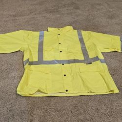 3C SAJ1500, ANSI/ISEA Class 3, Safety Parka, Light Weight, Water Resistant, Concealed Hood, Reflective, Zipper, Neon Green + pants size 5x