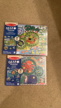 NEW Melissa & Doug Gear Puzzle, Melissa & Doug Animal Chase Gear Puzzle, Melissa & Doug Underwater Gear Puzzle, Wood Puzzles