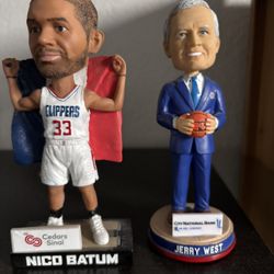 2 Clippers Bobble heads. Nico Batum from French Heritage Night and Jerry West 2018 Promo 