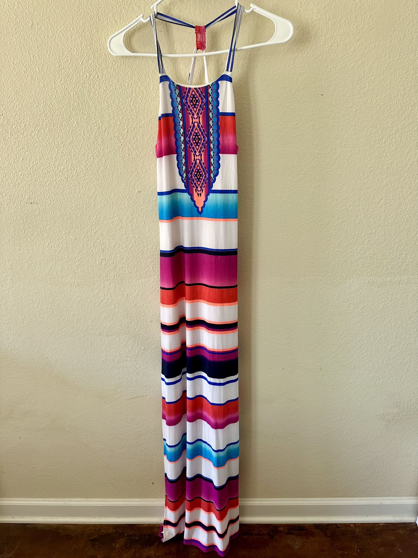 Sievercute Multi Colored Maxi Sleeveless Sun Dress with Liner, Size Sm