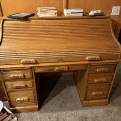 Solid Oak Roll Top Desk
