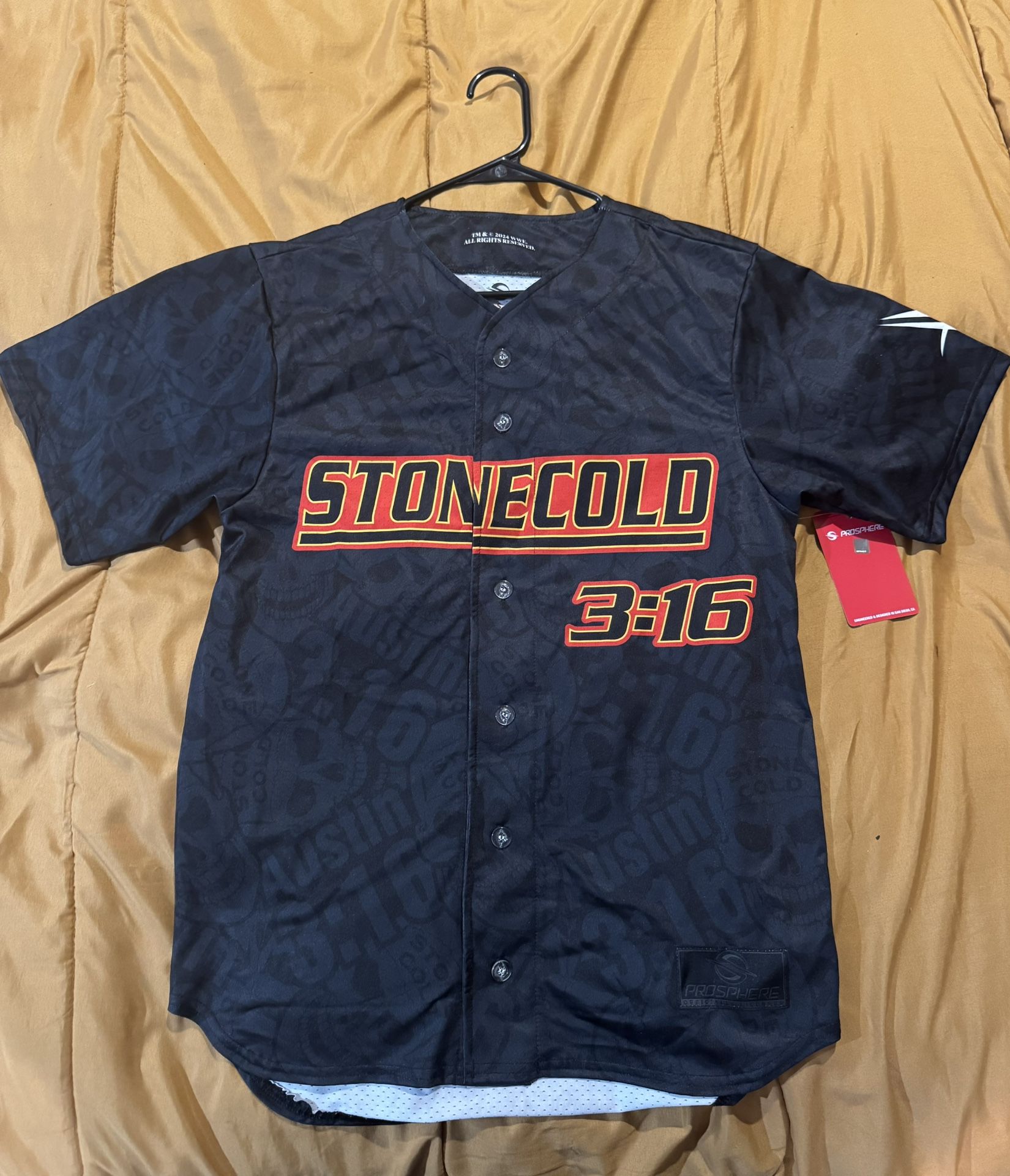 Men's ProSphere Black "Stone Cold" Steve Austin 3:16 Skull Fashion Baseball Jersey