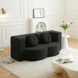 75" Black Upholstered High Density Injected Foam Sleeper Sofa / Futon [NEW] **Retails for $435 <No Assembly Req> 