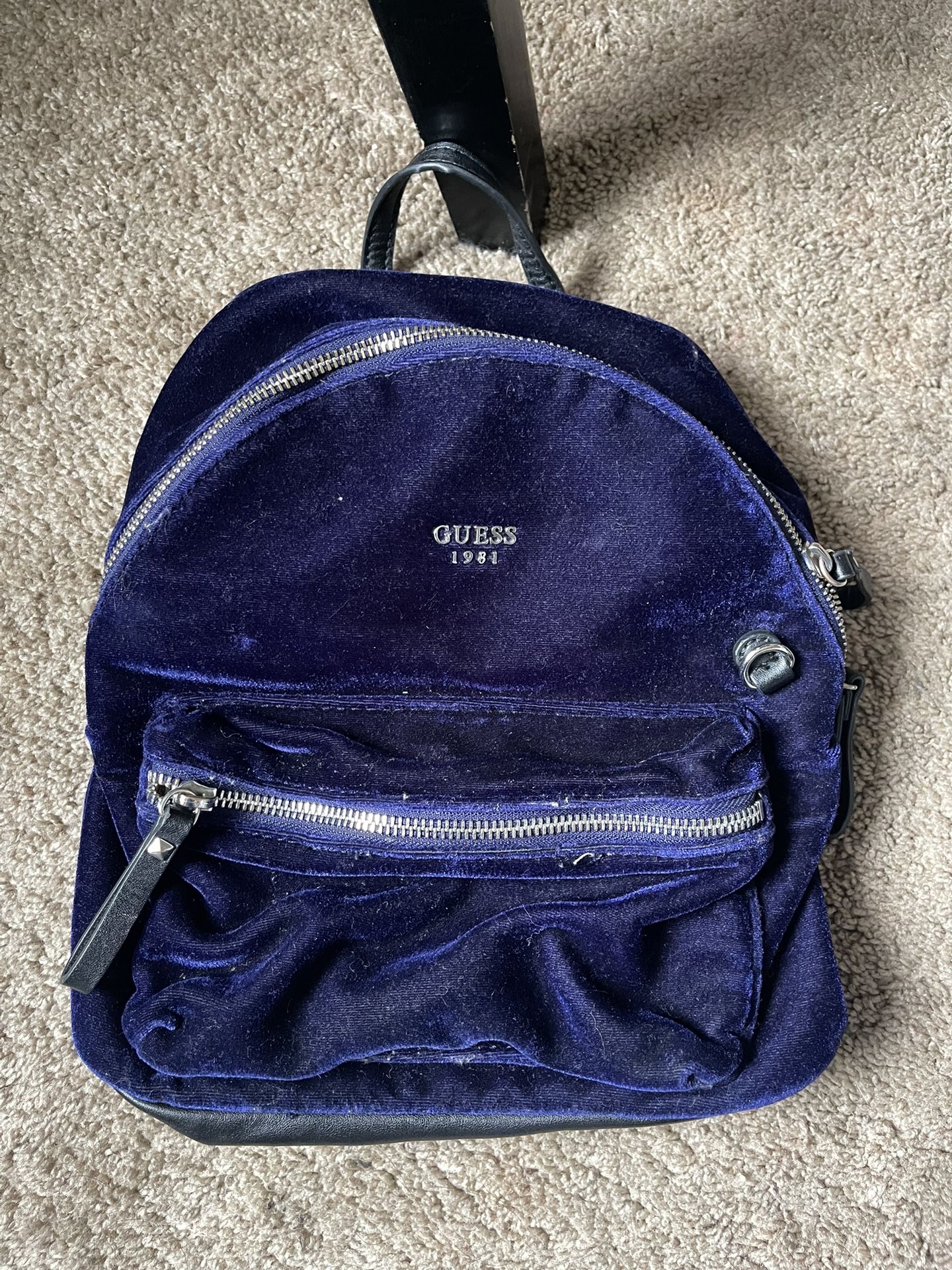 Blue velvet guess mini backpack