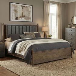 New Arrival!! Mid Century Modern King Size Bed in Dark Walnut!!