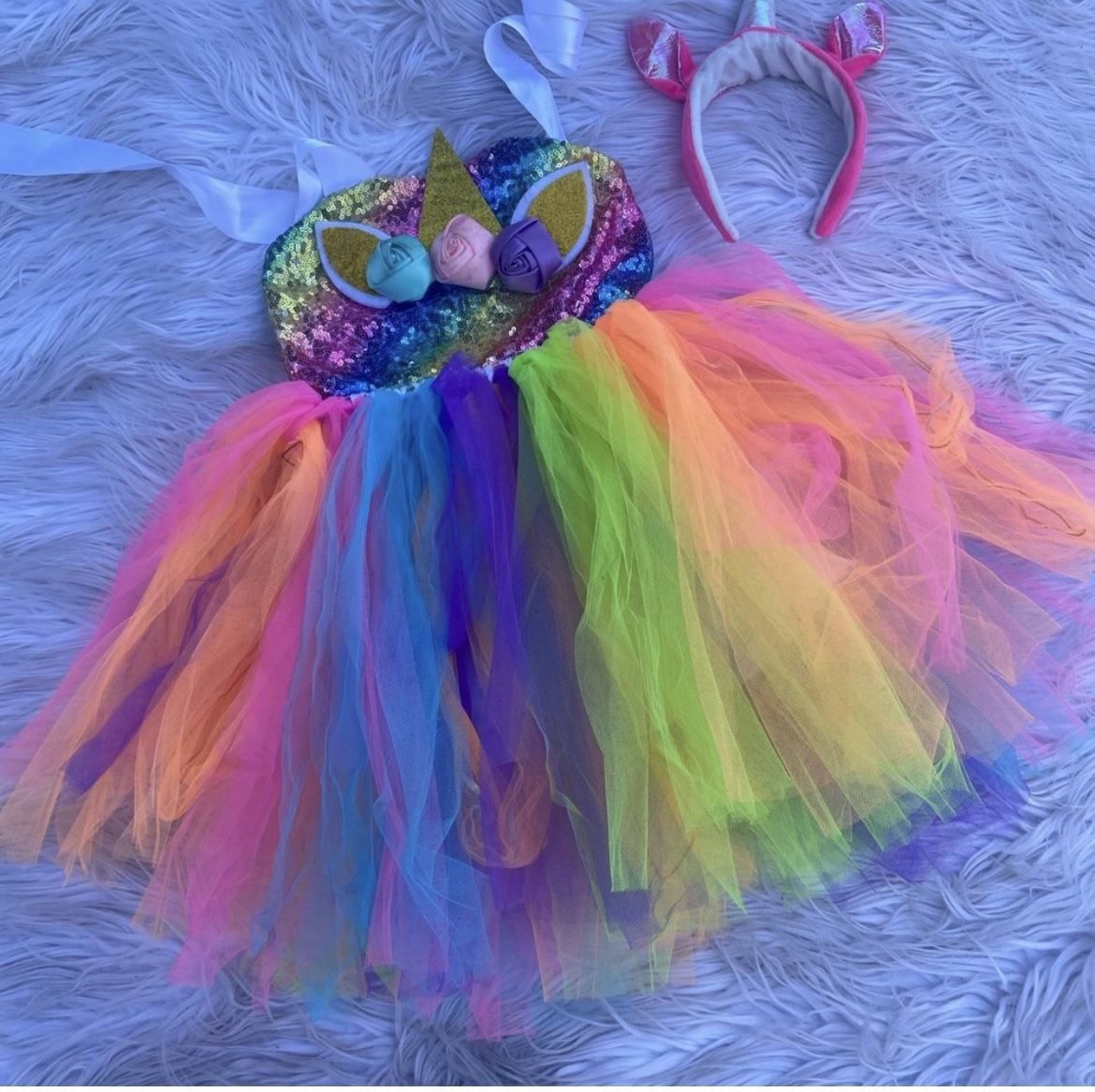 Girls Light Up Unicorn Dress Costume