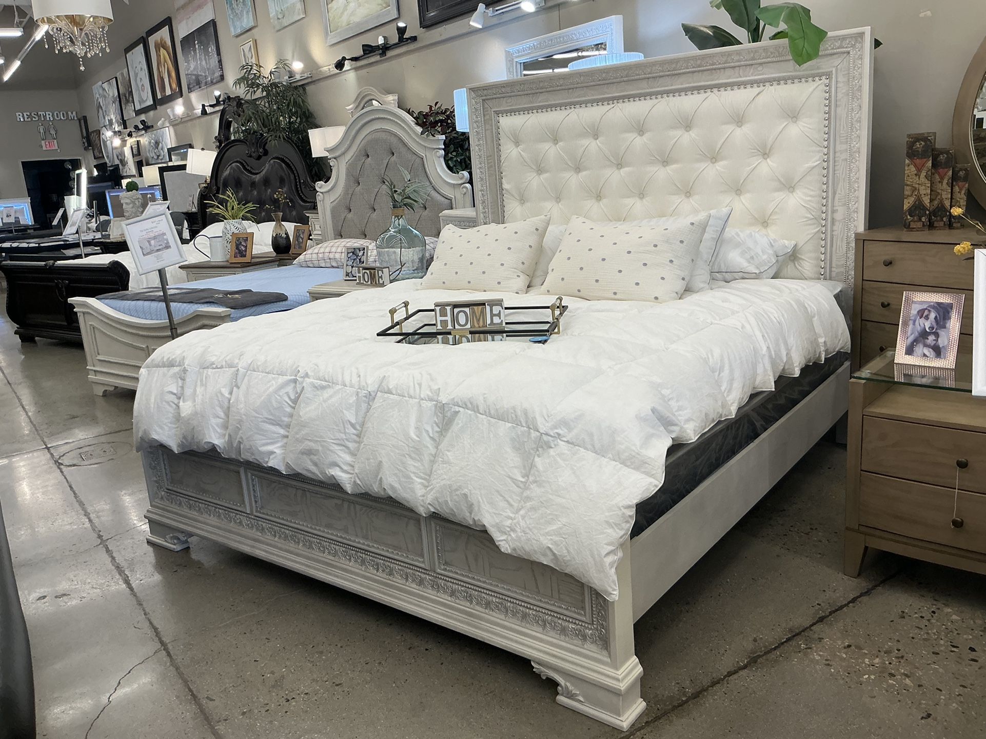 King Bedframe, Dresser, Mirror And Nightstand