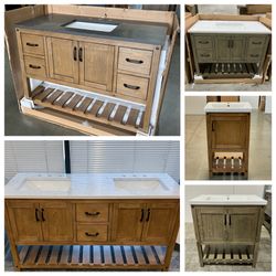 20" to 60" Solid Wood Bathroom Vanity Cabinet Starting at $250
