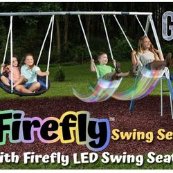 XDP Recreation FIREFLY Metal Swing Set with LED Swing Seats and G-SERIES Galvanized Steel Frame