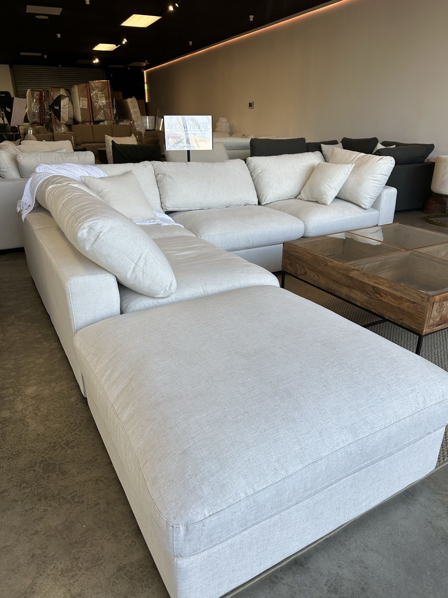 RH Style Modular Cloud Sofa Chaise Sectional With Ottoman — FREE Delivery