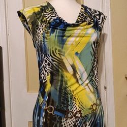 Blue Green Yellow Dress Size S/m