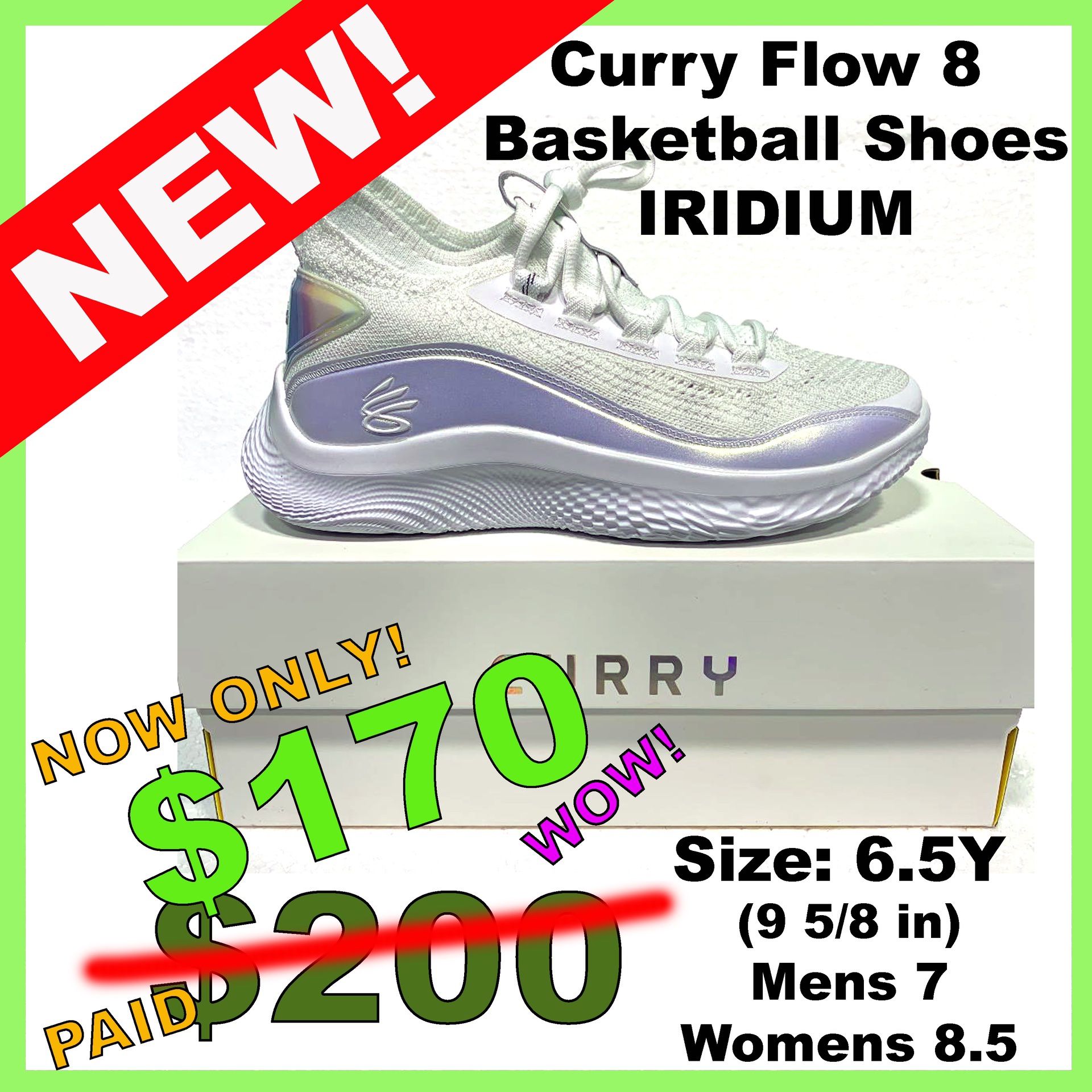 New! Under Armour Men's 8 Basketball Shoes Iridium