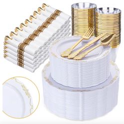 New! Disposable Dinnerware Set Guests For Weddings / Quinceañera Party 