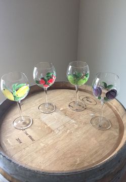 Set of 4 hand painted wine glasses