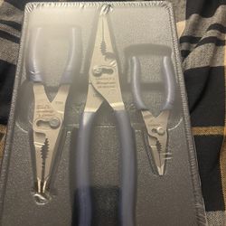 New Snap On 3pc Long Nose Plier Set Power Blue 