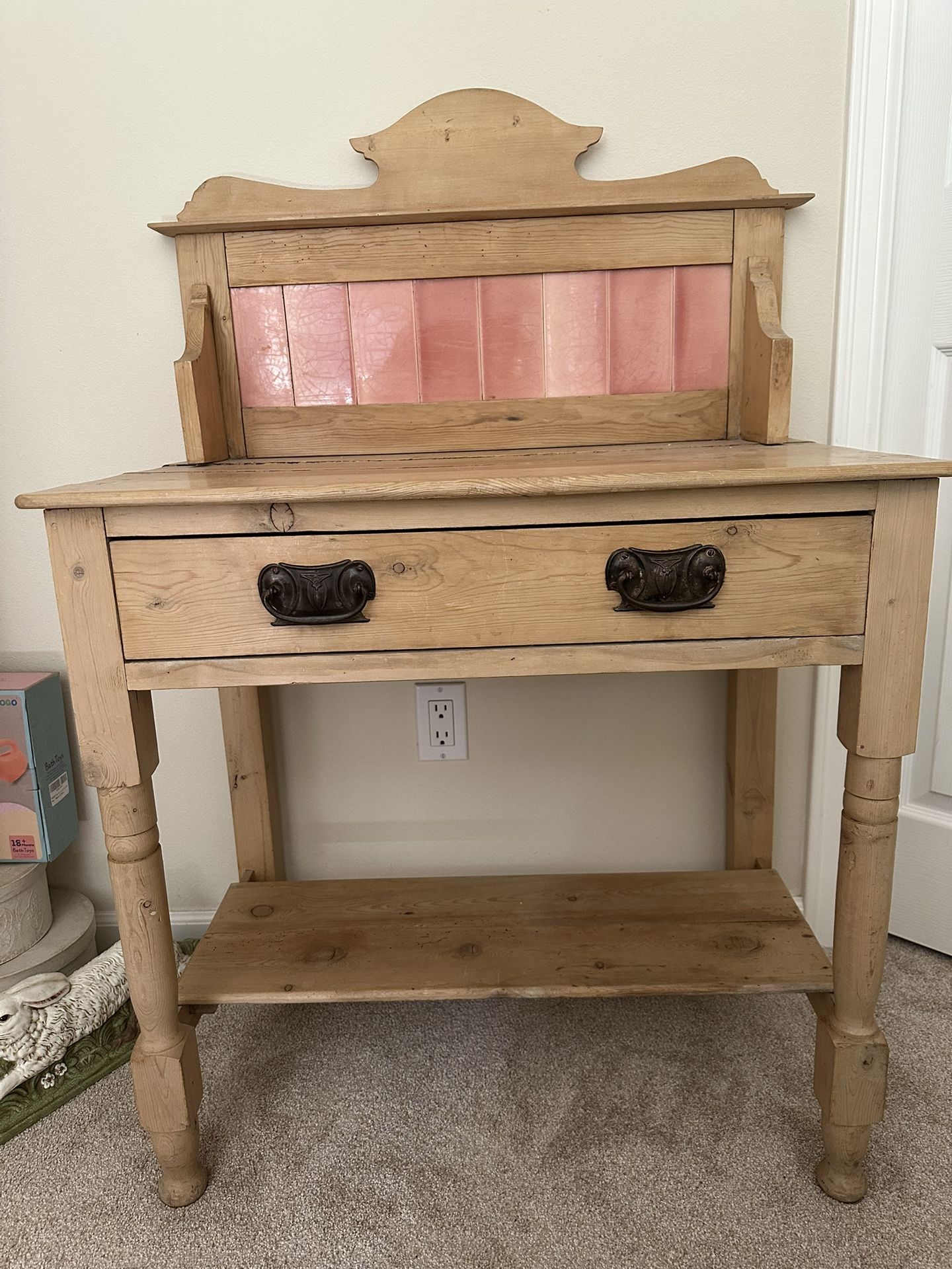 Vintage English Pine Washstand 