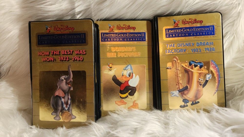 3 VHS Walt Disney Limited Gold Edition 2 Cartoon Classics