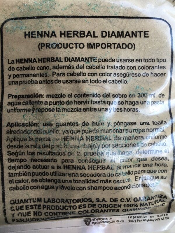 Henna herbal de Mexico