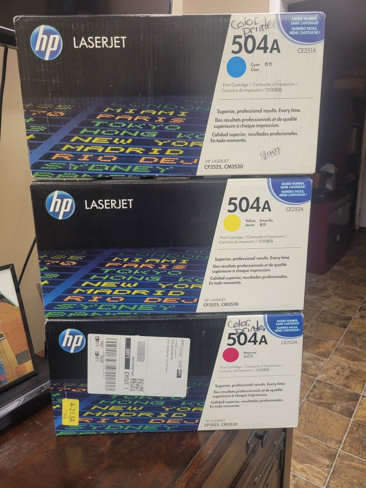 HP Color Toner Cartridges. Blue, Yellow Magenta