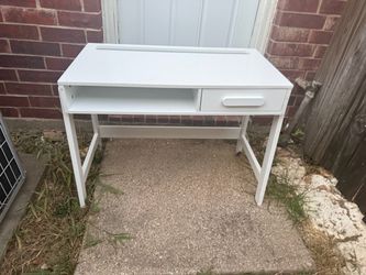 White Desk with Drawer and Shelf