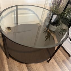 Coffee table, black-brown/glass, 29 1/2"