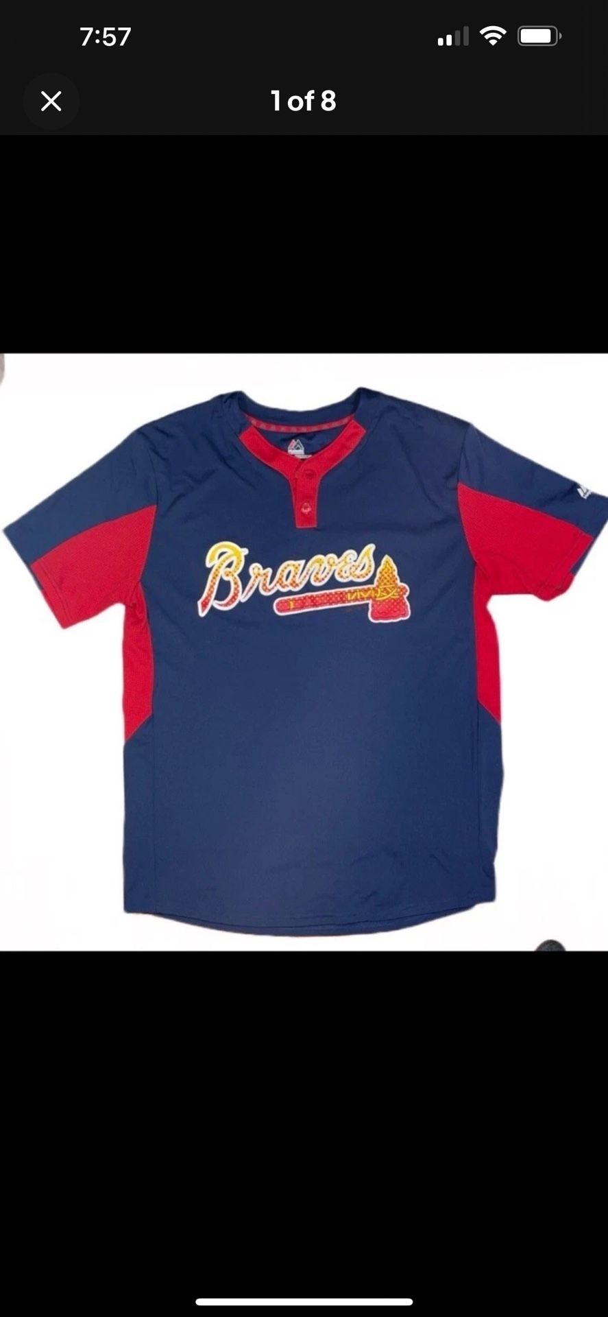 Majestic Cool Base Size XL Atlanta Braves #31 Men’s Blue Red MLB Baseball Jersey