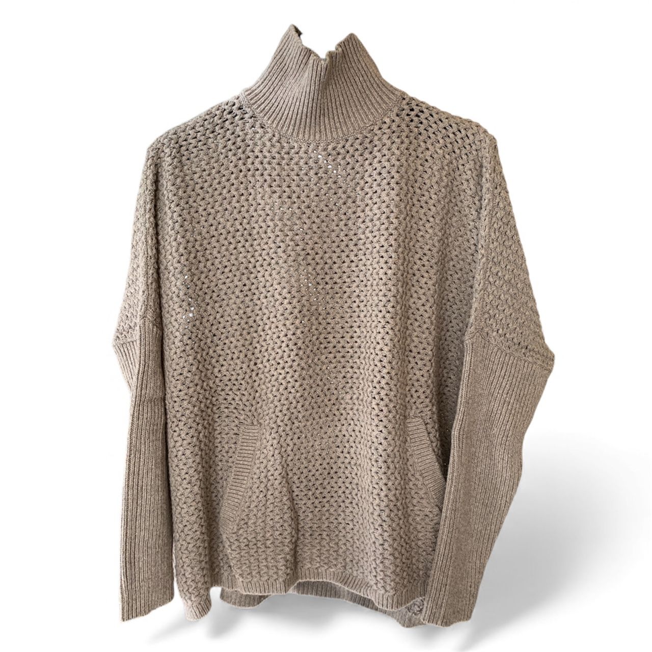 Chunky Knit Tan Turtleneck Sweater