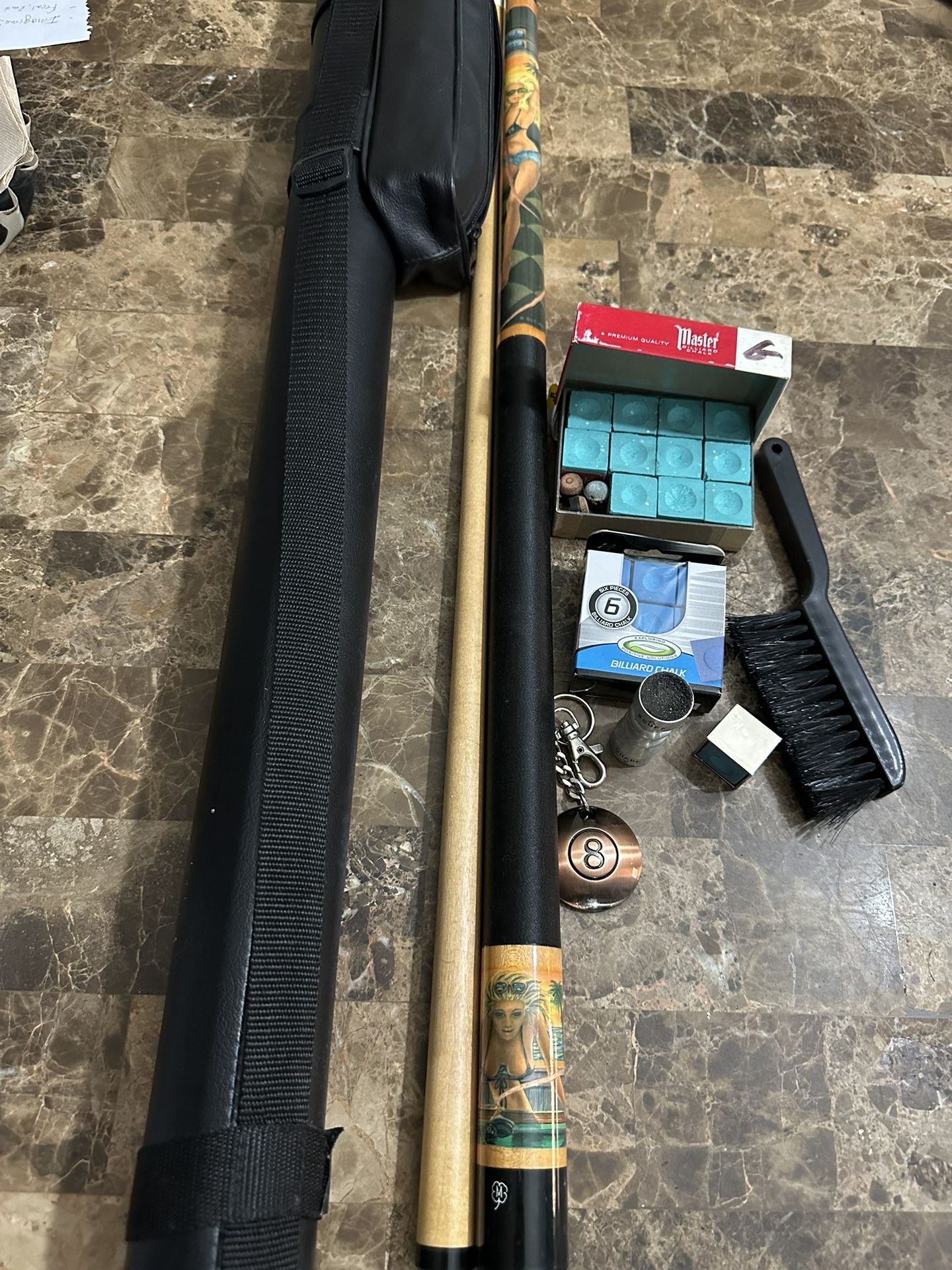 Pool Cue ,Carry Bag Pool Chalk 