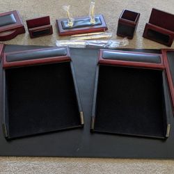 Dacasso Wood & Leather Desk Set in Rosewood