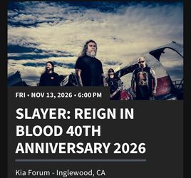 Slayer tickets Kia forum 11/13/26 sold out