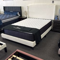 Queen Platform Bed Frame Floor Model Clearance - As Is Only 1 Available 