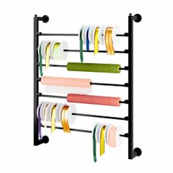 7-Tier Wall Mounted Display Rack, Gold Silk Scarves, Hijab Hanger Organizer, Metal Shelves, Tissue Paper Ribbon Holder for Craft Room, Living Room