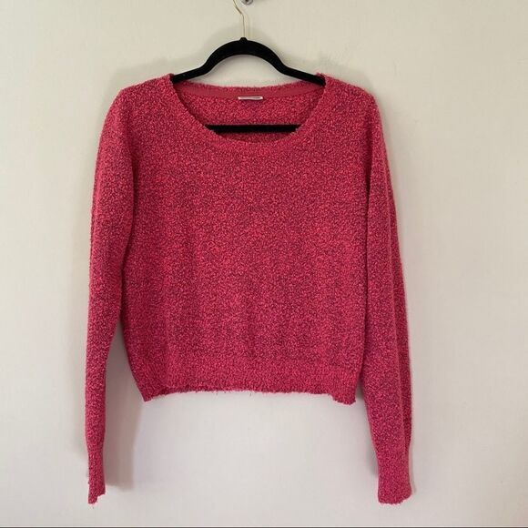 Noisy May Textured Crop PinkBlack Sweater