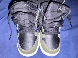 JORDAN 1 MID (TD) BLACK/WHITE-MEDIUM OLIVE NOIR/OLIVE MOYEN/BLANC