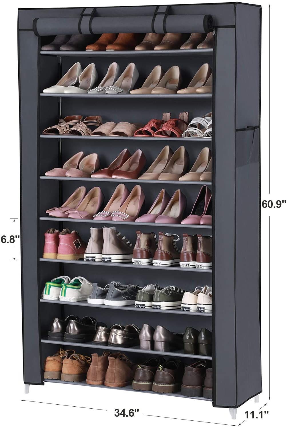 SONGMICS 10 Tiers Shoe Rack Closet Shoe Storage Cabinet Organizer
