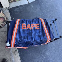 The BAPE Color Camo Wide Basketball Shorts in Navy