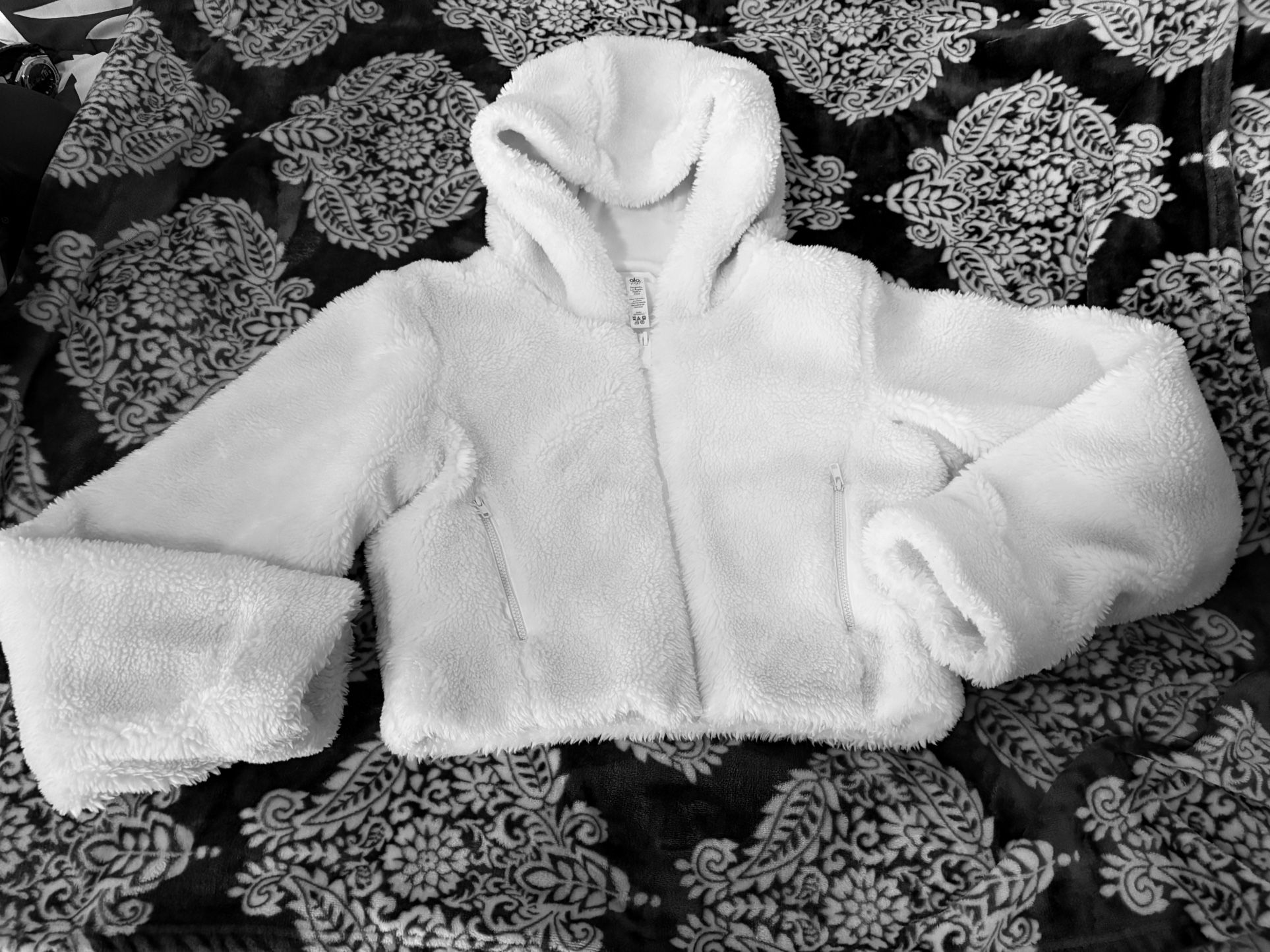 ALO Cropped Fleece Hood Jacket New Original