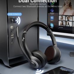 Wireless Headset with AI Noise Cancelling Microphone Bluetooth Headset