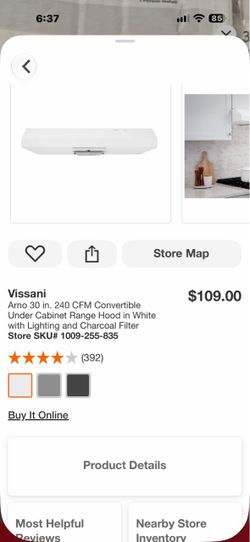 Vissani Arno 30 in. 240 CFM Convertible Under Cabinet Range Hood in White with Lighting and Charcoal Filter