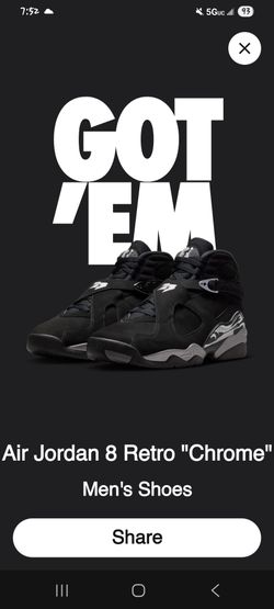 Jordan 8 Chrome size 11 &12 (NO TRADES PRICE IS FIRM)