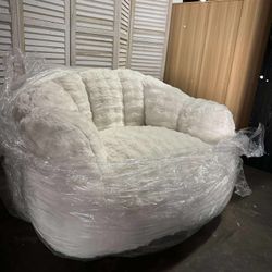 Giant Bean Bag Chair, Fluffy Bean Bag Chair with Armrest, Memory Foam Beanbag for Adults, Beige