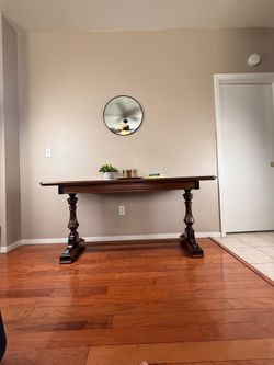 Vintage Wood Trestle Console Table