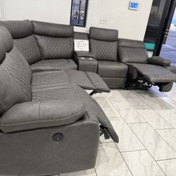 🛋️ NEW!! Sectional Sofa w/ 3 Recliners 🚛 Avail E-Z Clean fabr 3 Total Recliners STILL IN BOX 📦  Individual Pc