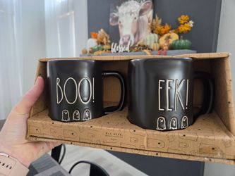 Rae Dunn Halloween Mug Set BOO! EEK!