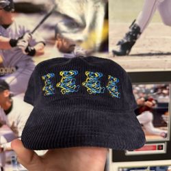 Grateful Dead Corduroy Hat Adjustable Dancing Bears Navy Cap Snapback Cotton  
