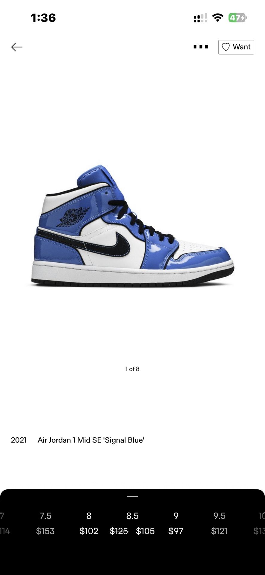 Authentic Jordan 1 mid 2021 “Signal Blue”