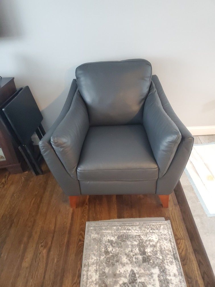 Sofa And Chair Leather Dark Grey