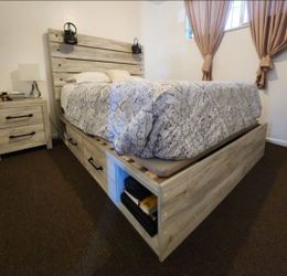Bed Frame And Night Stand (For Pick-up. Only On Sundays)