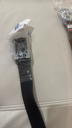 Black Leather Belt with Silver Buckle