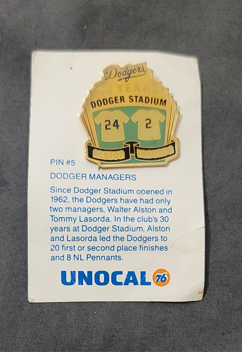 Vtg 1992 LA Dodgers 30th Anniversary Dodgers Managers Unocal 76 Lapel Pin